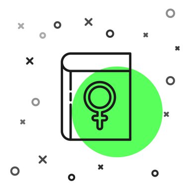 Beyaz arka planda izole edilmiş kadın simgesi hakkındaki siyah çizgi kitabı. 8 Mart. Uluslararası Mutlu Kadınlar Günü. Vektör İllüstrasyonu