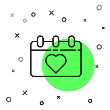 Beyaz arkaplanda 8 Mart simgesi bulunan siyah çizgi takvimi. Uluslararası Mutlu Kadınlar Günü. Vektör İllüstrasyonu