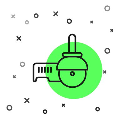 Siyah çizgi açılı öğütücü simgesi beyaz arkaplanda izole edildi. Vektör İllüstrasyonu