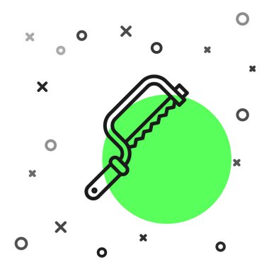 Siyah Hacksaw simgesi beyaz arkaplanda izole edildi. Tahta ve metal testeresi. Vektör İllüstrasyonu