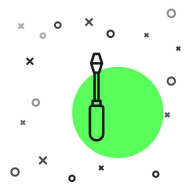 Siyah çizgi tornavida simgesi beyaz arkaplanda izole edildi. Servis aracı sembolü. Vektör İllüstrasyonu