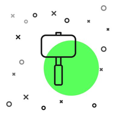 Siyah çizgi balyoz simgesi beyaz arkaplanda izole edildi. Vektör İllüstrasyonu