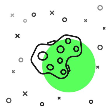 Siyah çizgi göktaşı simgesi beyaz arkaplanda izole edildi. Vektör İllüstrasyonu