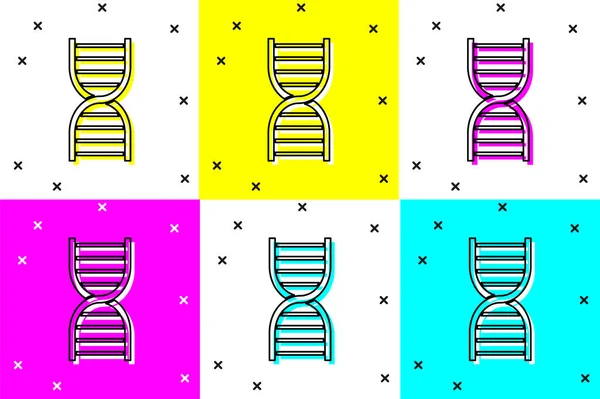 Set Dna Symbol Icon Isolated Color Background Vector Illustration — Stock Vector