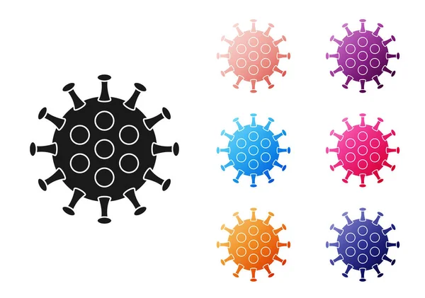 Black Virus Icon Isolated White Background Corona Virus 2019 Ncov — Stock Vector