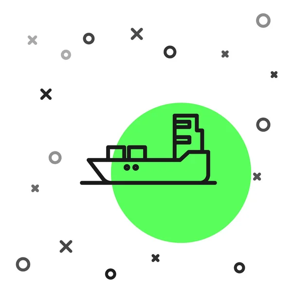Черная Линия Нефтяной Танкер Корабль Значок Изолирован Белом Фоне Векторная — стоковый вектор
