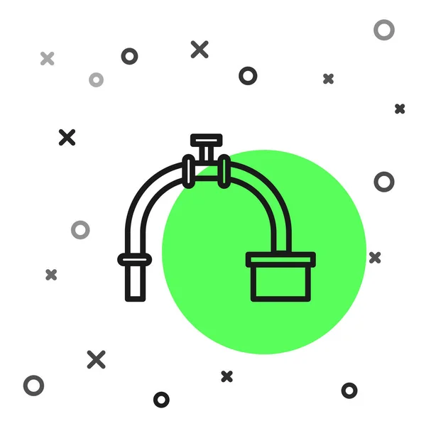 Zwarte Lijn Industrie Metalen Pijp Klep Pictogram Geïsoleerd Witte Achtergrond — Stockvector