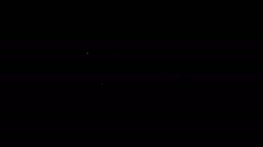 Siyah arkaplanda beyaz çizgi saç kurutma ikonu var. Saç kurutma makinesi tabelası. Saç kurutma sembolü. Sıcak hava üflüyor. 4K Video hareketli grafik canlandırması
