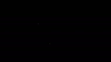 Beyaz çizgili bıyık ve sakal simgesi siyah arkaplanda izole edilmiş. Berber dükkanı sembolü. Yüz kılı stili. 4K Video hareketli grafik canlandırması