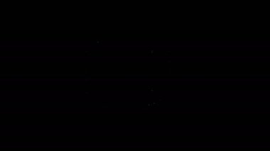 Siyah arka planda siyah ikon olan beyaz çizgi ahşap fıçı rafta. 4K Video hareketli grafik canlandırması