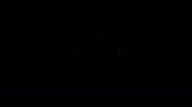 Siyah arka planda izole edilmiş beyaz çizgi bira ikonu. 4K Video hareketli grafik canlandırması