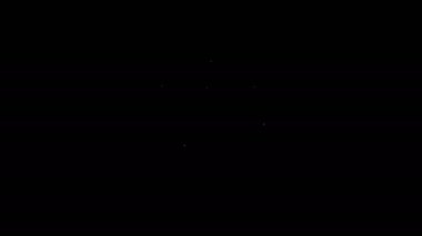 Siyah arka planda izole edilmiş beyaz çizgi bira ikonu. 4K Video hareketli grafik canlandırması