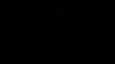Siyah arka planda siyah ikon olan beyaz çizgi ahşap fıçı rafta. 4K Video hareketli grafik canlandırması