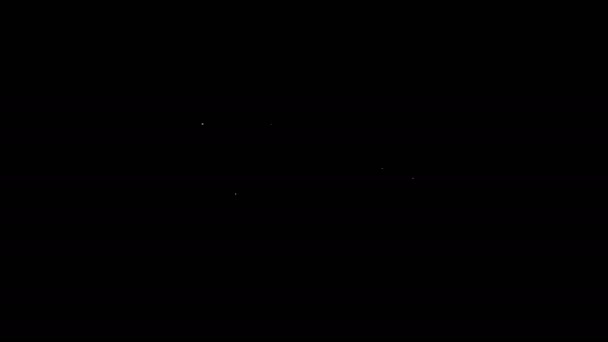 Біла лінія Піктограма фену ізольована на чорному тлі. Знак фену. Символ сушіння волосся. Дме гаряче повітря. 4K Відео рух графічна анімація — стокове відео