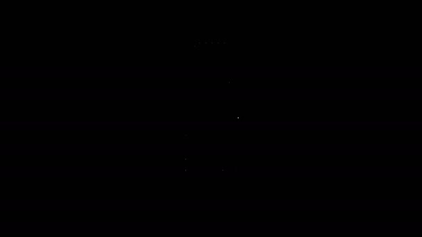 Ligne blanche icône Aftershave isolé sur fond noir. Cologne icône de pulvérisation. Flacon de parfum masculin. Animation graphique de mouvement vidéo 4K — Video