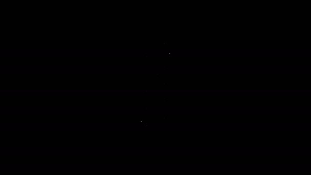 Weiße Linie Hotdog Sandwich mit Senf-Symbol isoliert auf schwarzem Hintergrund. Wurst-Ikone Fast-Food-Schild. 4K Video Motion Grafik Animation — Stockvideo