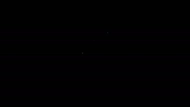 Beyaz çizgi insan kafası ve siyah arka planda izole edilmiş ikon içerisindeki dişliler. Yapay zeka. Beyin işaretini düşünüyorum. Beynin sembol çalışması. 4K Video hareketli grafik canlandırması
