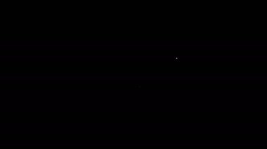 Beyaz çizgi, siyah arkaplanda izole edilmiş okyanus plastik kirliliği ikonunu durdurun. Çevre koruma kavramı. Balıklar plastiğe hayır der. 4K Video hareketli grafik canlandırması