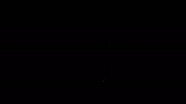 Beyaz çizgi güneş enerjisi simgesi siyah arkaplanda izole edildi. Yıldırım sembollü güneş. 4K Video hareketli grafik canlandırması