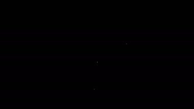 Çevre koruma ikonunu elinde tutan beyaz çizgili bitki siyah arka planda izole edilmiş. Tohum ve tohum. Fidan dikiyorum. Ekoloji konsepti. 4K Video hareketli grafik canlandırması