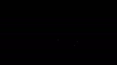 Beyaz çizgi güneş enerjisi simgesi siyah arkaplanda izole edildi. Yıldırım sembollü güneş. 4K Video hareketli grafik canlandırması