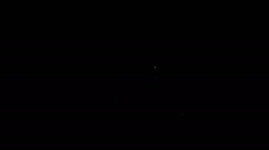 Beyaz çizgi Gezegen Dünya ve siyah arkaplanda izole edilmiş bir geri dönüşüm ikonu. Çevresel konsept. 4K Video hareketli grafik canlandırması