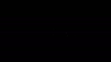 Beyaz çizgi Kar Mobil simgesi siyah arkaplanda izole edildi. Kar arabası işareti. Olağanüstü bir spor. 4K Video hareketli grafik canlandırması