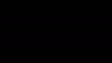 Beyaz çizgi Dünya küresi ve yaprak ikonu siyah arkaplanda izole edilmiş. Dünya ya da Dünya işareti. Geometrik şekiller. Çevresel konsept. 4K Video hareketli grafik canlandırması