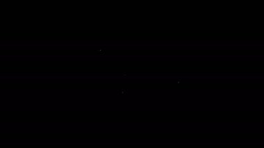 Siyah zemin üzerinde geri dönüşüm sembolü simgesi olan beyaz çizgi pili. Geri dönüşüm sembollü pil - yenilenebilir enerji konsepti. 4K Video hareketli grafik canlandırması