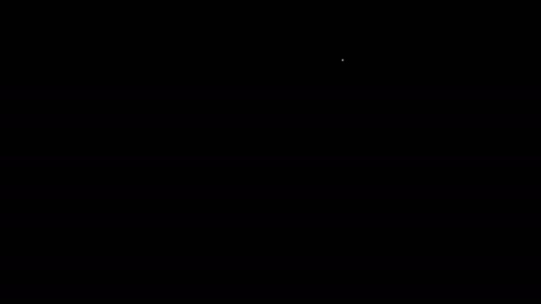 Witte lijn Granen gezet met rijst, tarwe, maïs, haver, rogge, gerst pictogram geïsoleerd op zwarte achtergrond. Oren van tarwebrood symbolen. 4K Video motion grafische animatie — Stockvideo