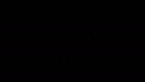 Weiße Linie Mensch mit Zahnrad im Inneren auf schwarzem Hintergrund isoliert. Künstliche Intelligenz. Denkende Gehirnzeichen. Symbolarbeit des Gehirns. 4K Video Motion Grafik Animation — Stockvideo
