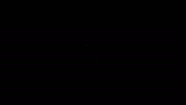 Белая линия Увеличительное стекло и передач значок изолирован на черном фоне. Инструмент поиска. Символ бизнес-анализа. Видеографическая анимация 4K — стоковое видео