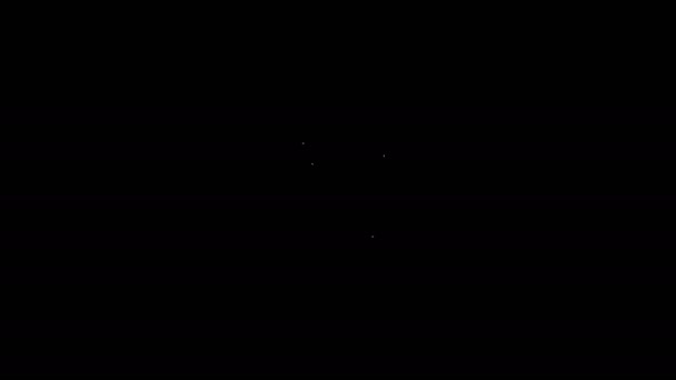 Linha branca Pedaço de ícone de quebra-cabeça isolado no fundo preto. Negócios, marketing, finanças, modelo, layout, infográficos, conceito de internet. Animação gráfica em movimento de vídeo 4K — Vídeo de Stock
