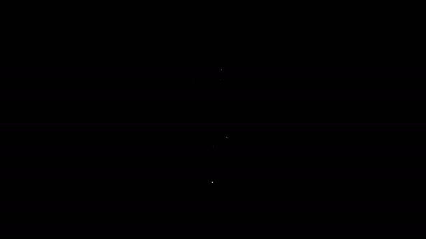 Weiße Linie Kein Kanister für Benzinsymbol isoliert auf schwarzem Hintergrund. Diesel-Ikone. 4K Video Motion Grafik Animation — Stockvideo