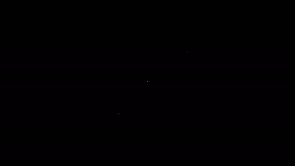 Bílá čára Baterie ikona izolované na černém pozadí. Symbol blesku. Grafická animace pohybu videa 4K — Stock video