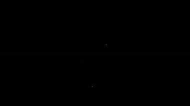 Beyaz çizgi Dünya küresi ve bitki simgesi siyah arka planda izole edildi. Dünya ya da Dünya işareti. Geometrik şekiller. Çevresel konsept. 4K Video hareketli grafik canlandırması