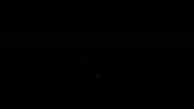 Siyah arkaplanda beyaz çizgi eldivenleri simgesi izole edildi. Olağanüstü bir spor. Spor malzemeleri. 4K Video hareketli grafik canlandırması