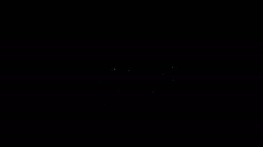 Beyaz çizgi çevre dostu ev simgesi siyah arka planda izole edildi. Ağaçlı eko ev. 4K Video hareketli grafik canlandırması