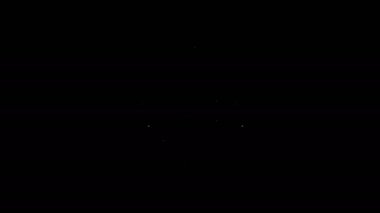 Siyah arkaplanda beyaz çizgili Can yeleği simgesi var. Can yeleği ikonu. Olağanüstü bir spor. Spor malzemeleri. 4K Video hareketli grafik canlandırması
