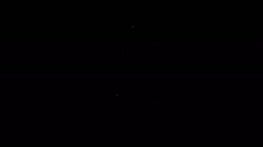 Beyaz çizgi dizlik simgesi siyah arkaplanda izole edildi. Olağanüstü bir spor. Spor malzemeleri. Kaykay, bisiklet, paten kayma koruyucu giysi. 4K Video hareketli grafik canlandırması