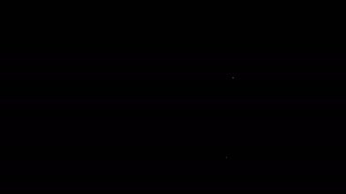 Beyaz çizgi kaykay simgesi siyah arkaplanda izole edildi. Olağanüstü bir spor. Spor malzemeleri. 4K Video hareketli grafik canlandırması