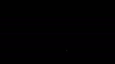 Beyaz çizgi karabina simgesi siyah arkaplanda izole edildi. Olağanüstü bir spor. Spor malzemeleri. 4K Video hareketli grafik canlandırması