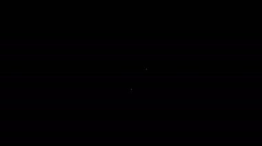 Siyah arkaplanda beyaz çizgili çadır simgesi var. Olağanüstü bir spor. Spor malzemeleri. 4K Video hareketli grafik canlandırması