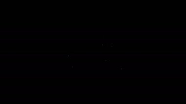 Beyaz çizgi bisiklet simgesi siyah arkaplanda izole edildi. Bisiklet yarışı. Olağanüstü bir spor. Spor malzemeleri. 4K Video hareketli grafik canlandırması