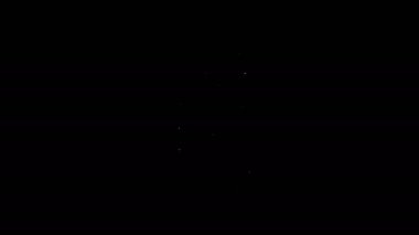 Beyaz çizgi çift katlı otobüs simgesi siyah arkaplanda izole edildi. Londra klasik yolcu otobüsü. Toplu taşıma sembolü. 4K Video hareketli grafik canlandırması