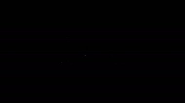 Beyaz çizgi Formula yarış arabası simgesi siyah arkaplanda izole edildi. 4K Video hareketli grafik canlandırması