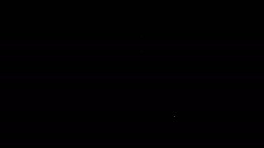 Beyaz çizgili balıkçı teknesi simgesi siyah arka planda izole edildi. 4K Video hareketli grafik canlandırması