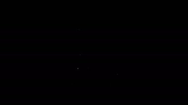 Beyaz çizgi otobüs simgesi siyah arkaplanda izole edildi. Ulaşım konsepti. Otobüs turu tabelası. Turizm ya da kamu aracı sembolü. 4K Video hareketli grafik canlandırması