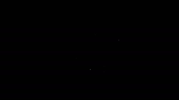 Bílá čára Rukavice ikona izolované na černém pozadí. Extrémní sport. Sportovní vybavení. Grafická animace pohybu videa 4K — Stock video
