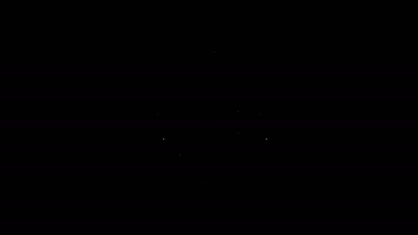 Bílá čára Ikona záchranné vesty izolované na černém pozadí. Ikona záchranné vesty. Extrémní sport. Sportovní vybavení. Grafická animace pohybu videa 4K — Stock video